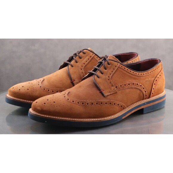 Ted Baker Men's Wingtip Oxfords Dress Shoes Size 11 Suede Tan - Picture 1 of 11